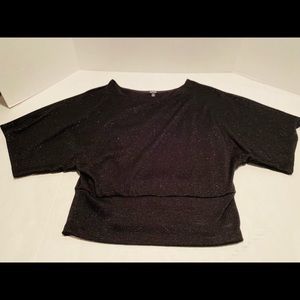 Women’s Apt9 Black w/Sparkles Raglan Short Sleeved Blouse Size Small